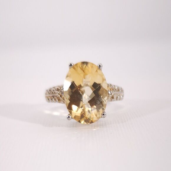 Citrine 5 Carats Ring Sterling Silver Size 7 - Picture 3 of 10